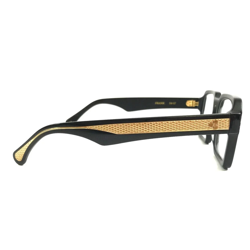 Alfred Kerbs Eyeglasses Frames FRANK BK Black Gold Square Full Rim 54-17-142